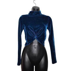 Privacy Please Crop Top Long Sleeve Velour Size Small Summer Cropped